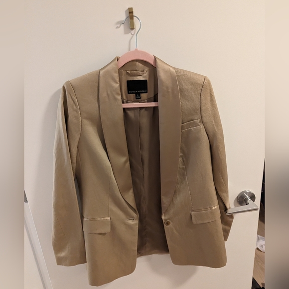 Banana Republic Gold Satin and Linen Blazer - Picture 3 of 7